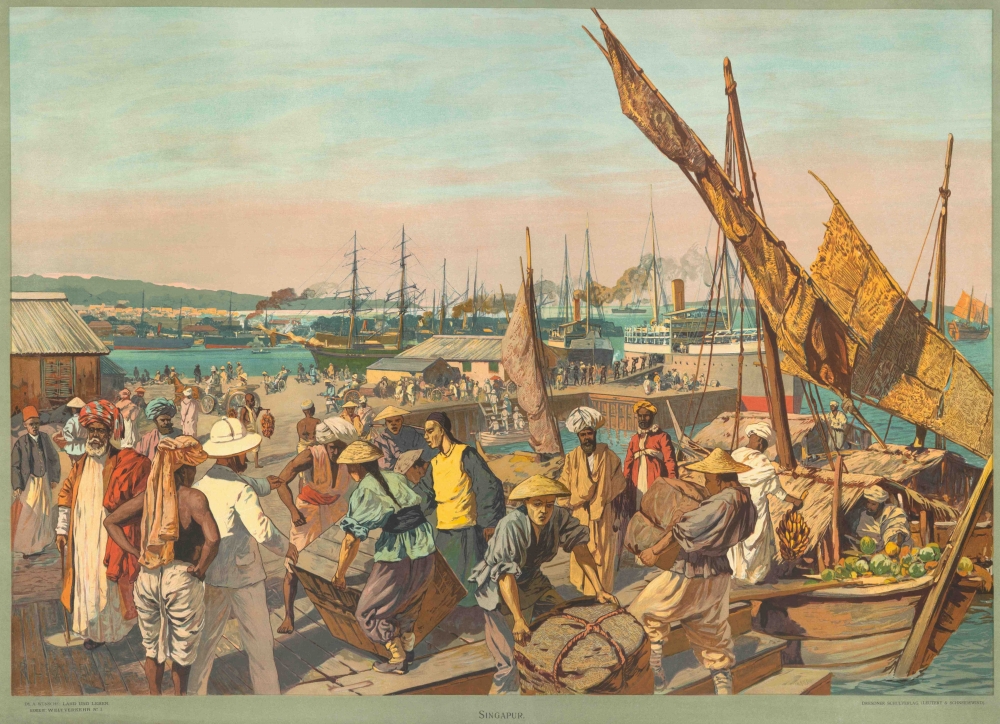 WATTIS FINE ART GALLERY Prints Singapore Harbour Singapur